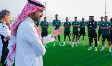 Sports minister Prince Abdulaziz meets with Saudi national team ahead of World Cup qualifiers