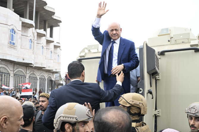 Chairperson of Yemen’s Presidential Leadership Council, Rashad Al-Alimi, in Taiz.